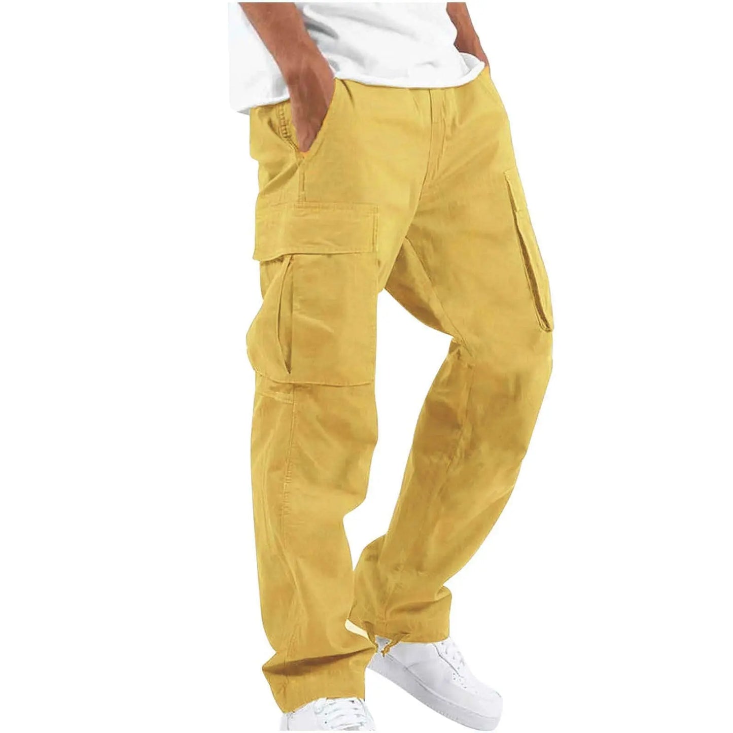 Men's Workwear Drawstring Multi-pocket Casual Pants cj