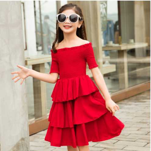 Mother-daughter Matching Outfit Western Style Summer Red Dress cj