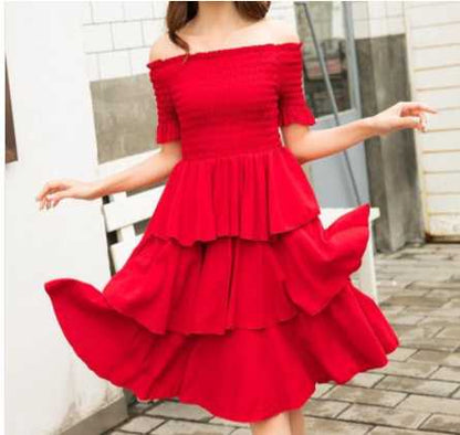 Mother-daughter Matching Outfit Western Style Summer Red Dress cj