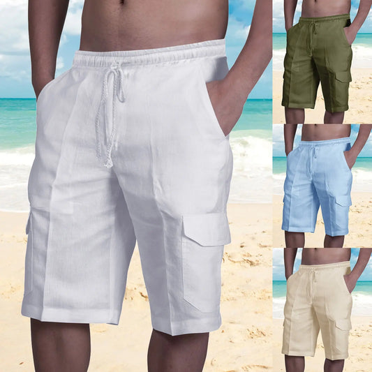 Multi Pocket Tie Men's Beach Cargo Pants cj