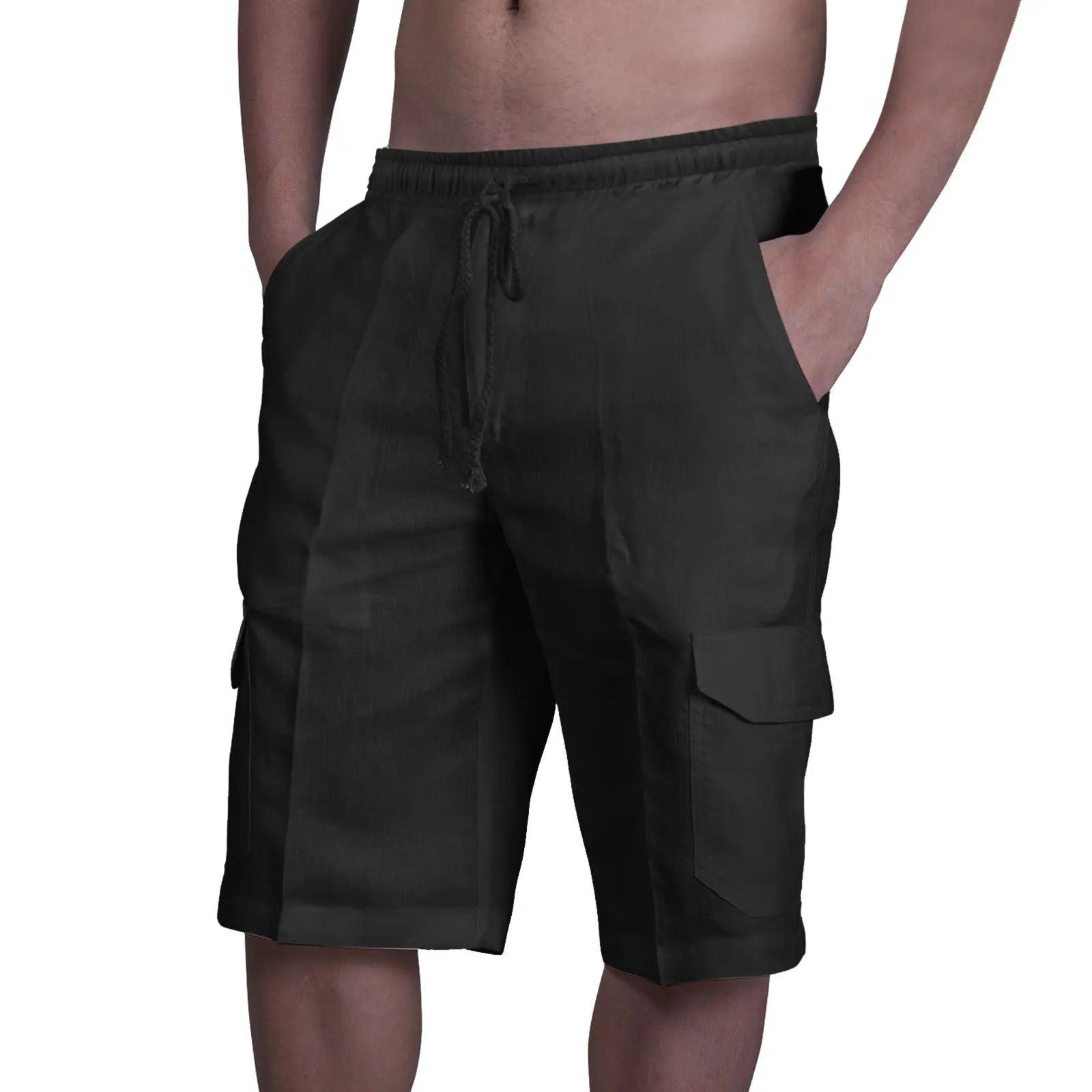 Multi Pocket Tie Men's Beach Cargo Pants cj