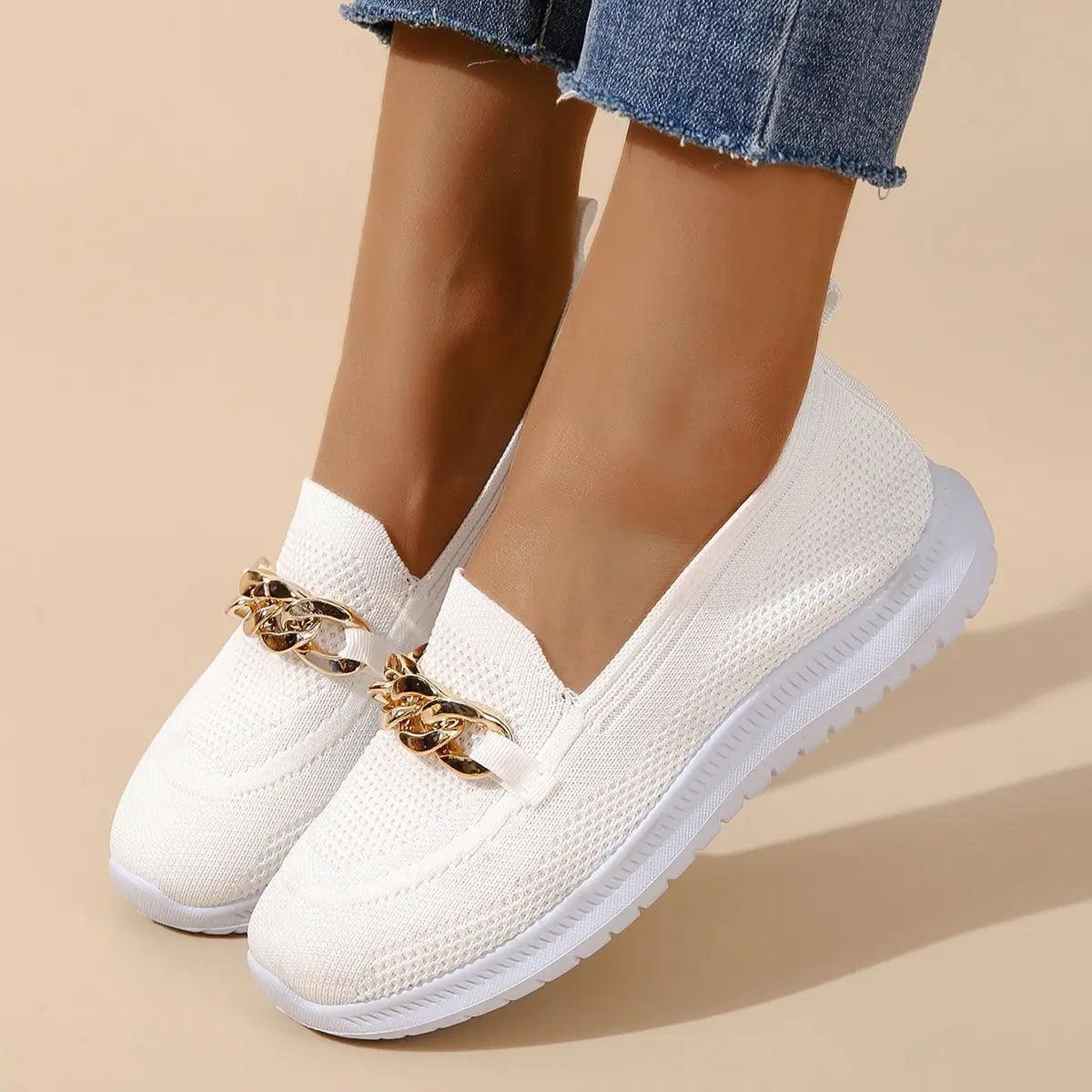 New Large Size Flat Heel Mesh Breathable Flying Woven Slip-on Women cj