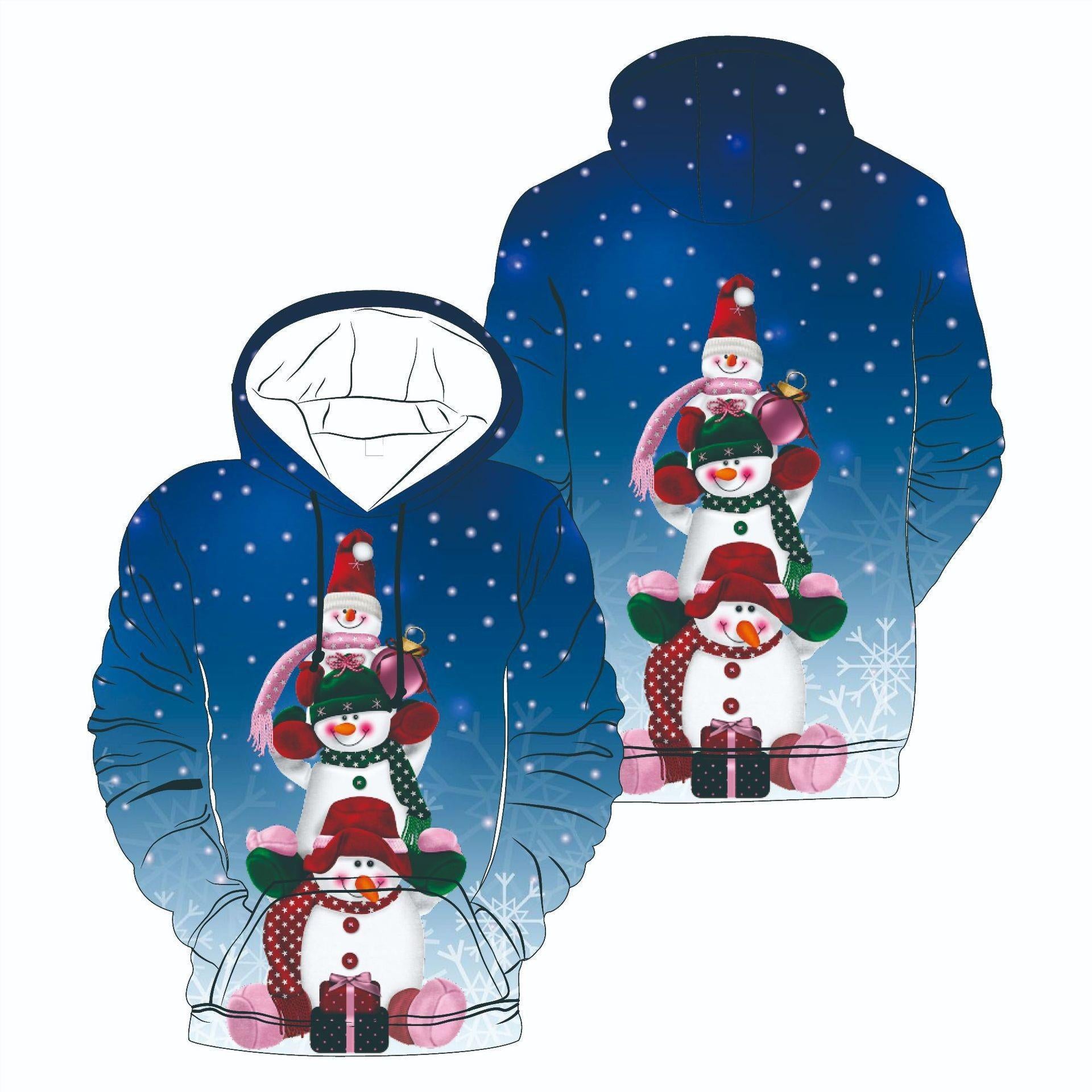 Men's And Women's Fashion Christmas Snowman Hooded 3D Printed Sweater cj