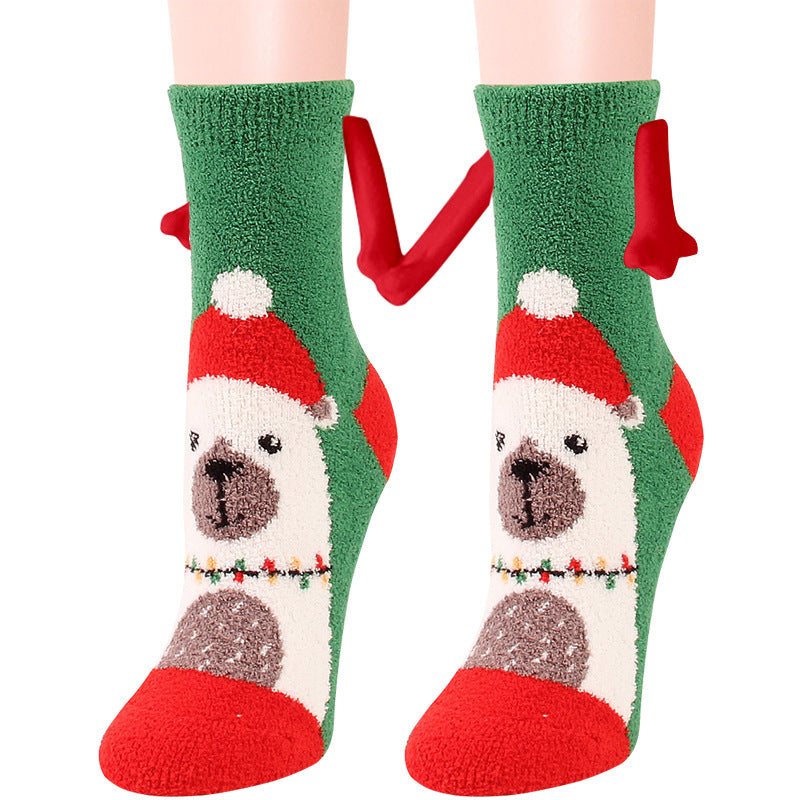 Christmas Supplies Coral Fleece Tube Socks Warm Slipper Bed Socks Winter Soft Warm Slipper cj