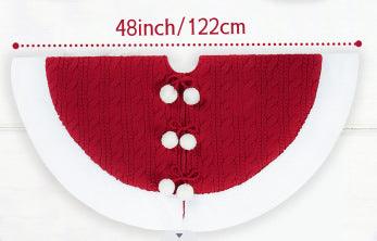 White Pompon Knitted Christmas Tree Skirt  Bottom Apron Shawl cj