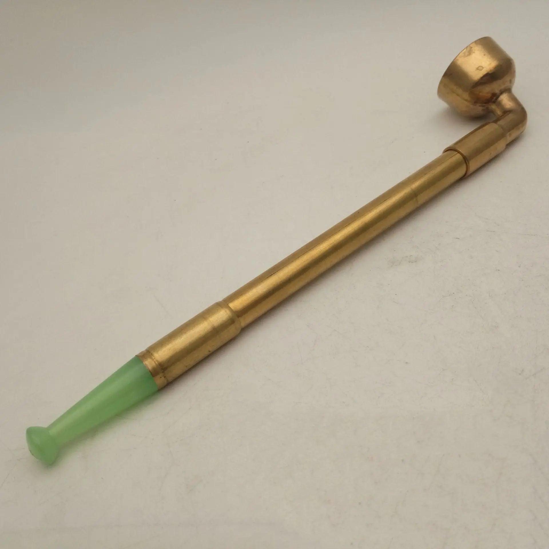 Old-Fashioned Dry  Pipe Pipe Pot Telescopic Pure Brass Pipe Pipe Jade Mouth Pipe Pouch cj