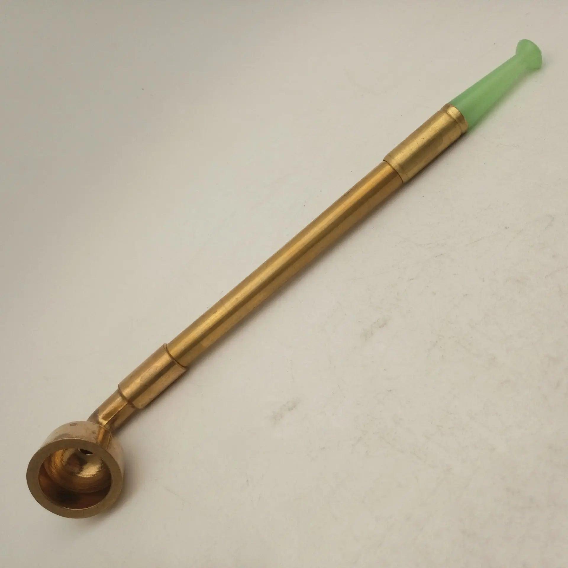 Old-Fashioned Dry  Pipe Pipe Pot Telescopic Pure Brass Pipe Pipe Jade Mouth Pipe Pouch cj
