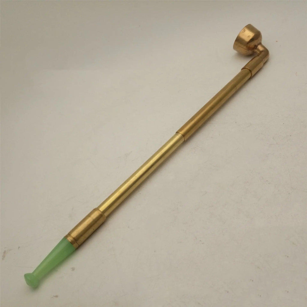 Old-Fashioned Dry  Pipe Pipe Pot Telescopic Pure Brass Pipe Pipe Jade Mouth Pipe Pouch cj