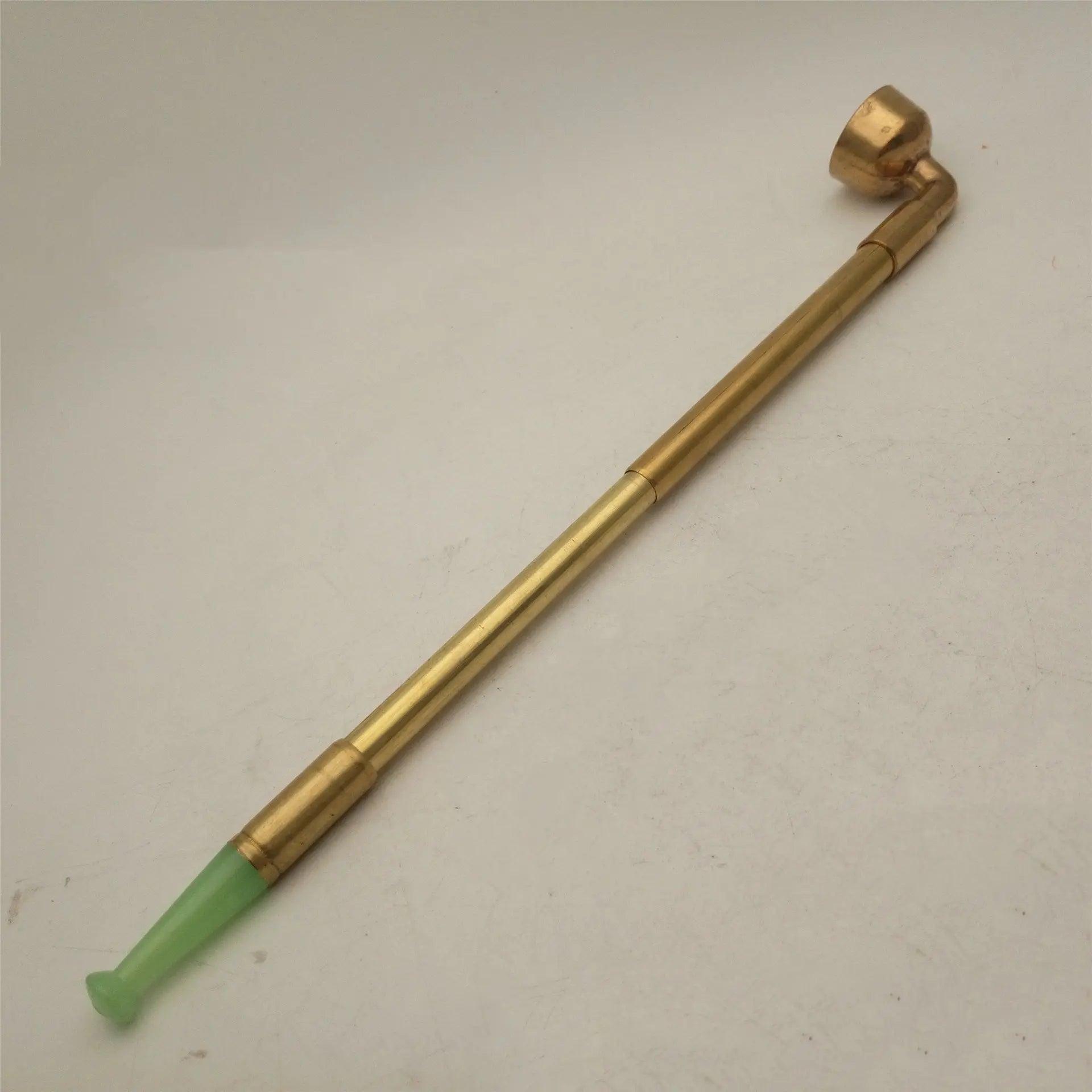 Old-Fashioned Dry  Pipe Pipe Pot Telescopic Pure Brass Pipe Pipe Jade Mouth Pipe Pouch cj