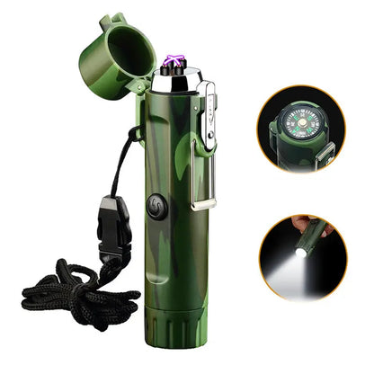 Outdoor Travel Compass Rechargeable Lighter Tube Waterproof Lighter Usb Pulse Lighter cj