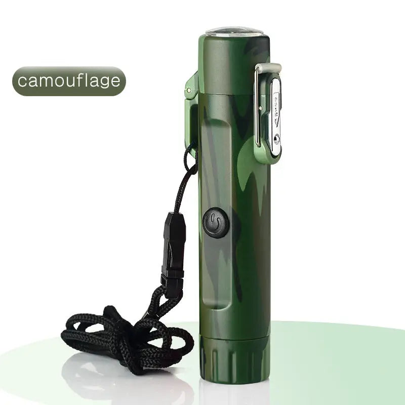 Outdoor Travel Compass Rechargeable Lighter Tube Waterproof Lighter Usb Pulse Lighter cj