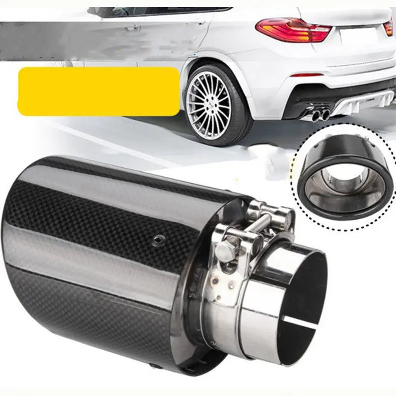 Oval Flat 114*95 Carbon Fiber Tail Throat Car Modified Exhaust Pipe cj