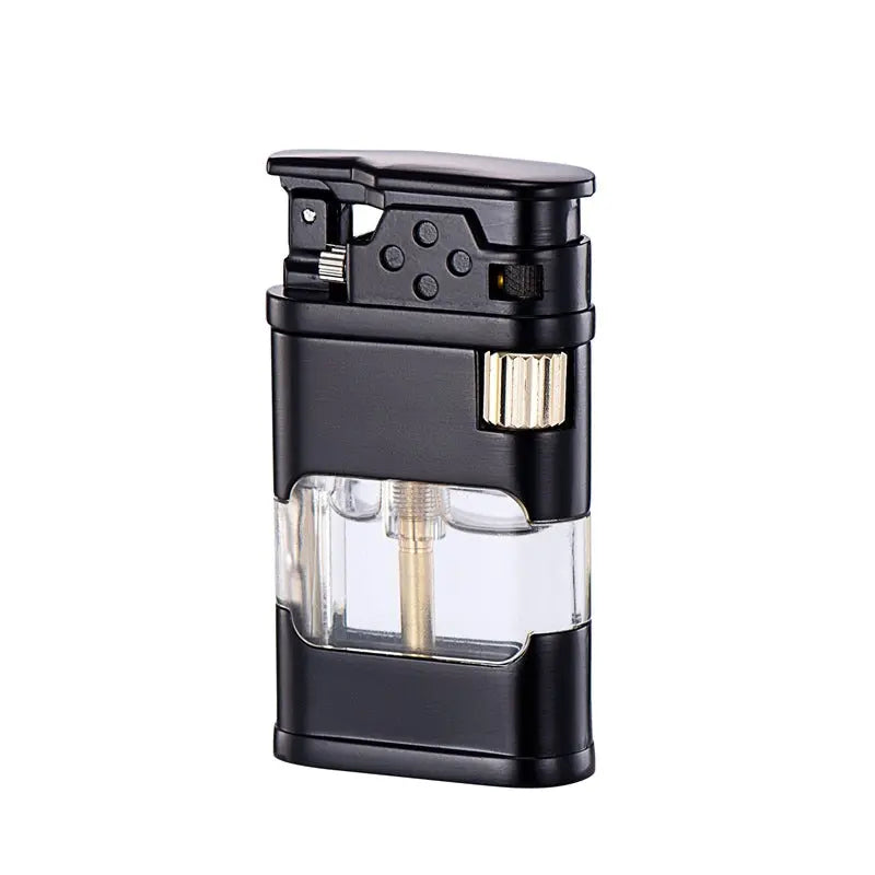 Retro Direct-fire Aerated Lighter Transparent Oil Bin Lighter With Light cj