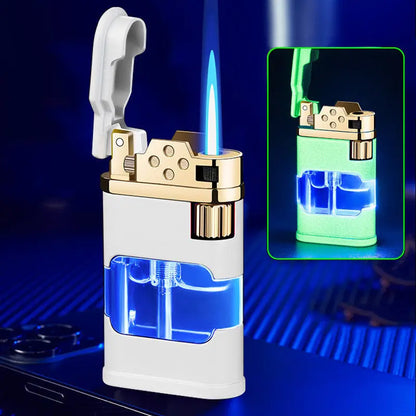 Retro Direct-fire Aerated Lighter Transparent Oil Bin Lighter With Light cj