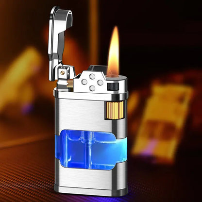 Retro Direct-fire Aerated Lighter Transparent Oil Bin Lighter With Light cj