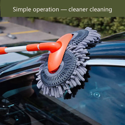 Rotary Chenille Soft Brush Long Handle Retractable Car Wash Mop cj