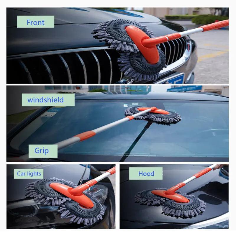 Rotary Chenille Soft Brush Long Handle Retractable Car Wash Mop cj