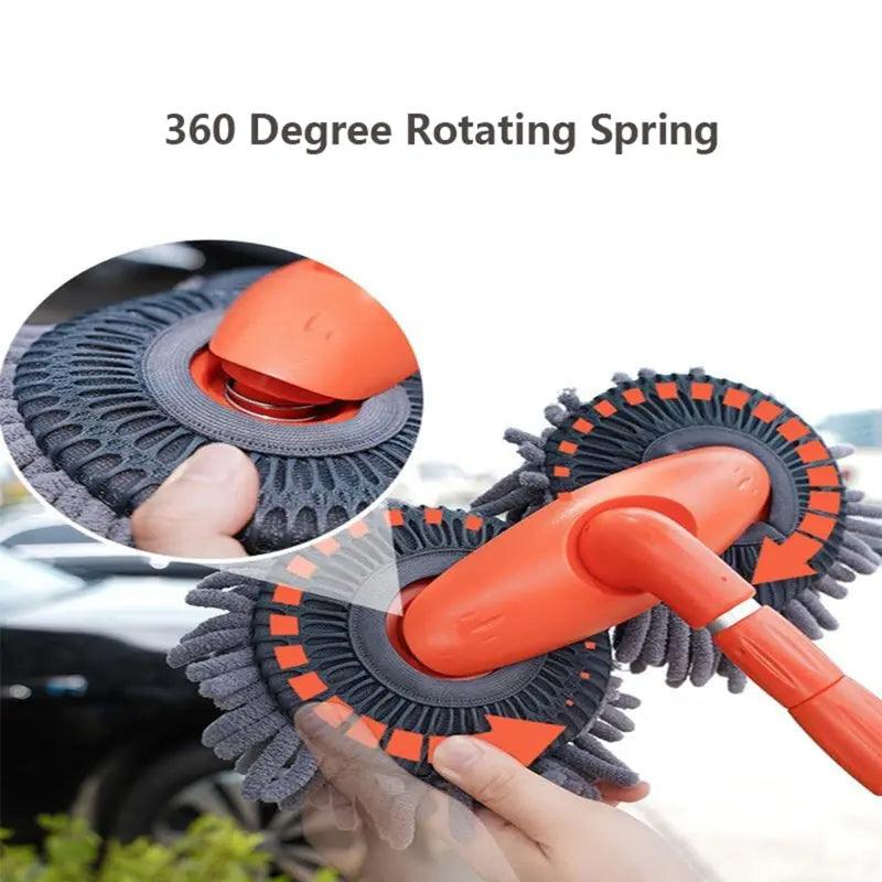 Rotary Chenille Soft Brush Long Handle Retractable Car Wash Mop cj