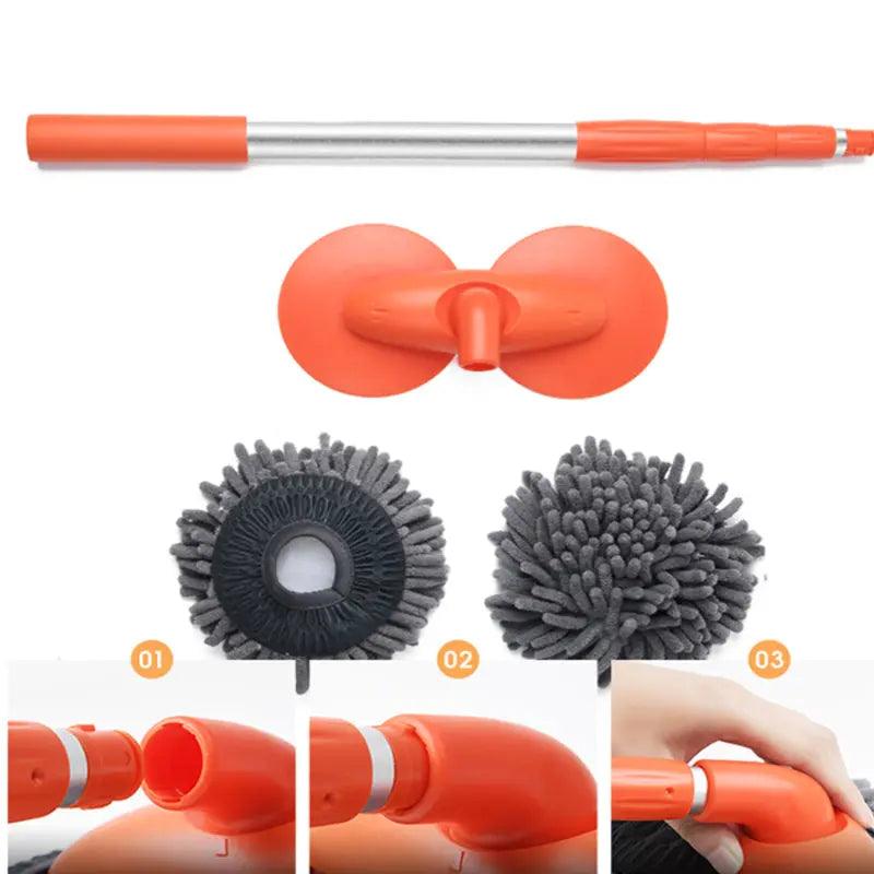 Rotary Chenille Soft Brush Long Handle Retractable Car Wash Mop cj
