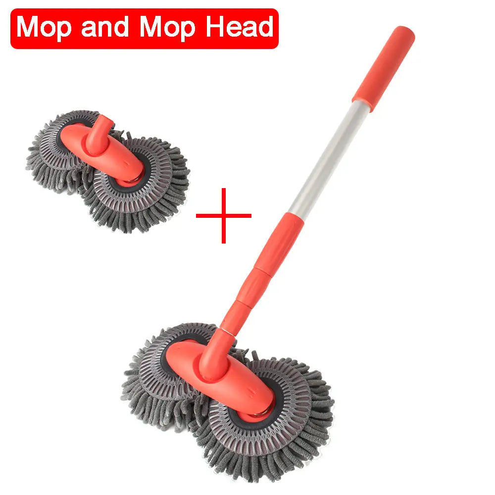 Rotary Chenille Soft Brush Long Handle Retractable Car Wash Mop cj