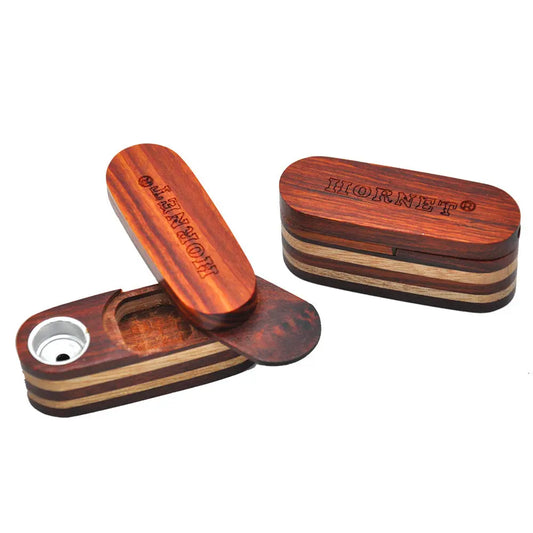 Rotating Wooden Pipe With Fluted Double Layer Small Pipe, Easy To Carry cj