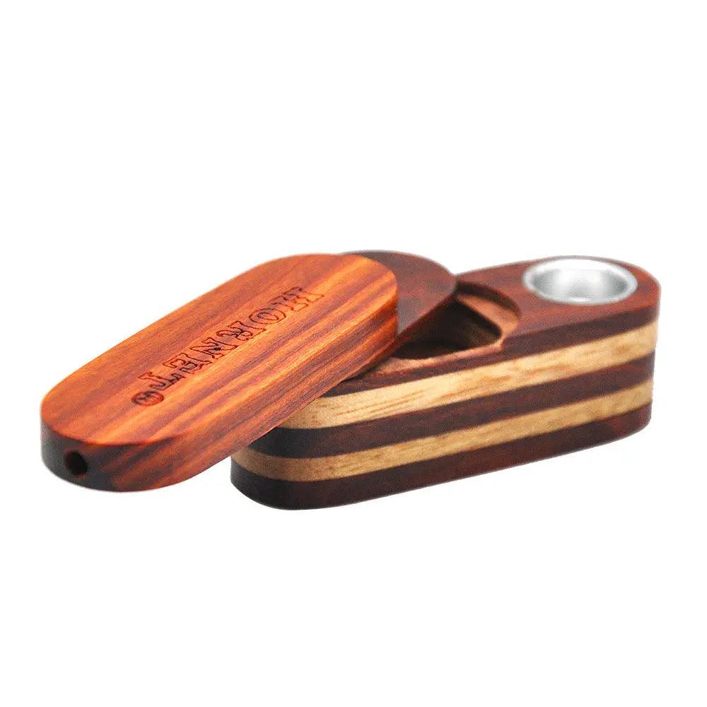 Rotating Wooden Pipe With Fluted Double Layer Small Pipe, Easy To Carry cj