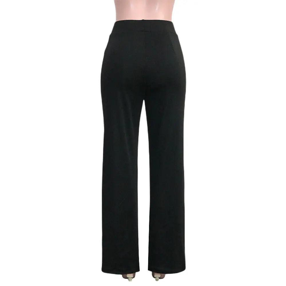 Solid Color Casual Pants Slim, High-waisted Bell Bottoms cj