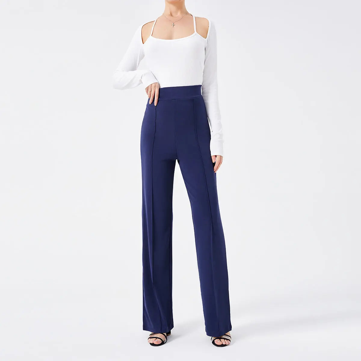 Solid Color Casual Pants Slim, High-waisted Bell Bottoms cj