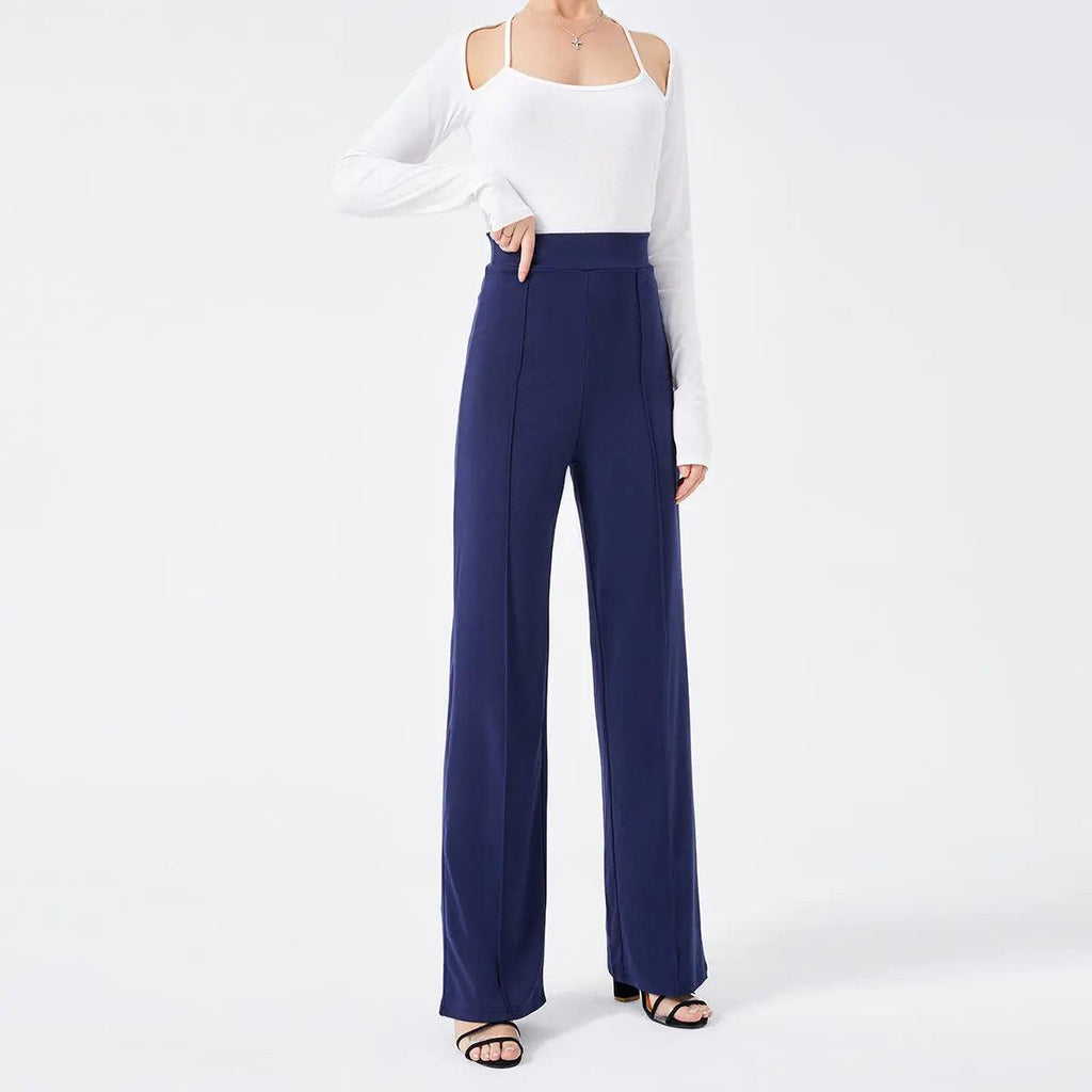 Solid Color Casual Pants Slim, High-waisted Bell Bottoms cj