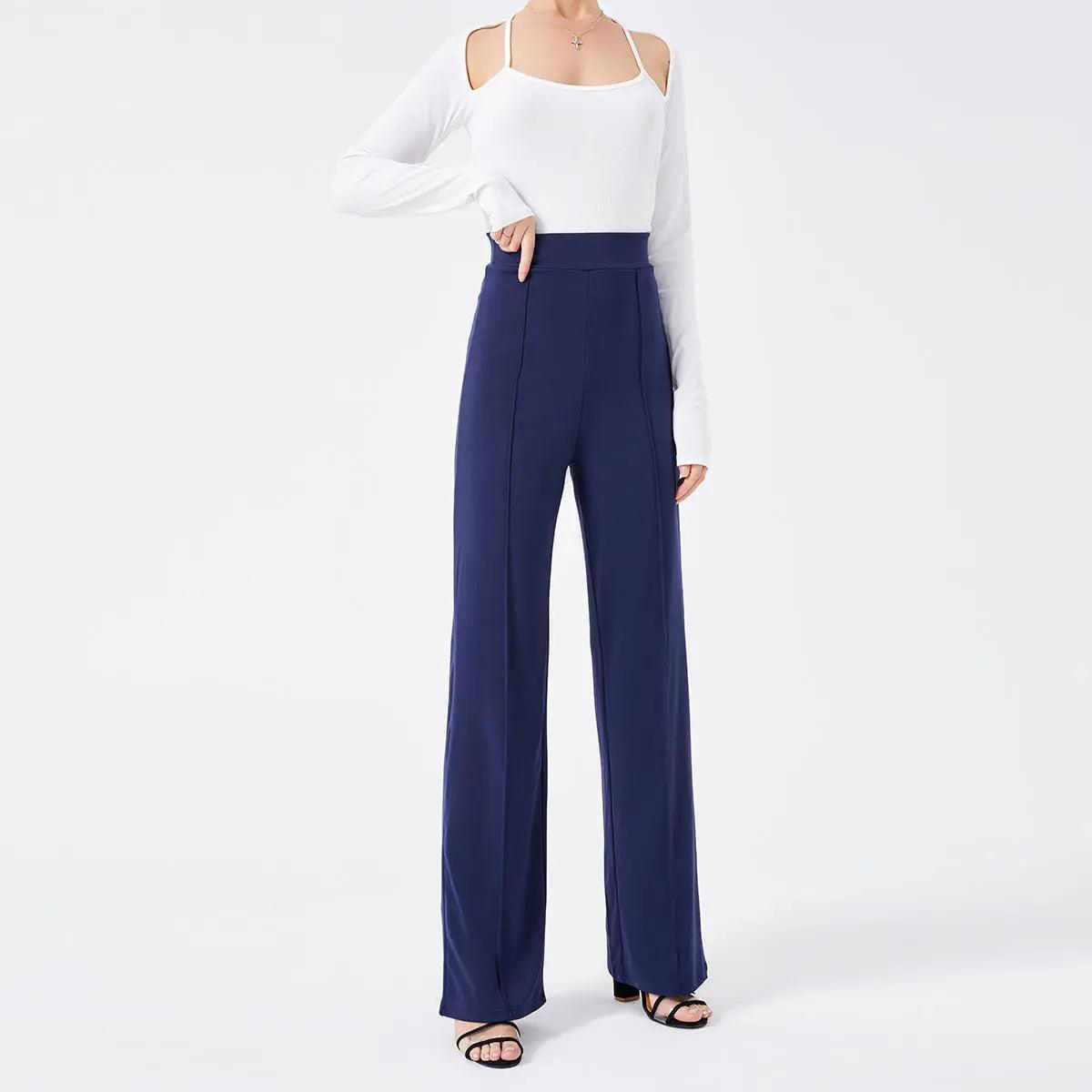 Solid Color Casual Pants Slim, High-waisted Bell Bottoms cj