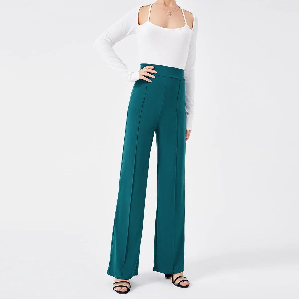Solid Color Casual Pants Slim, High-waisted Bell Bottoms cj