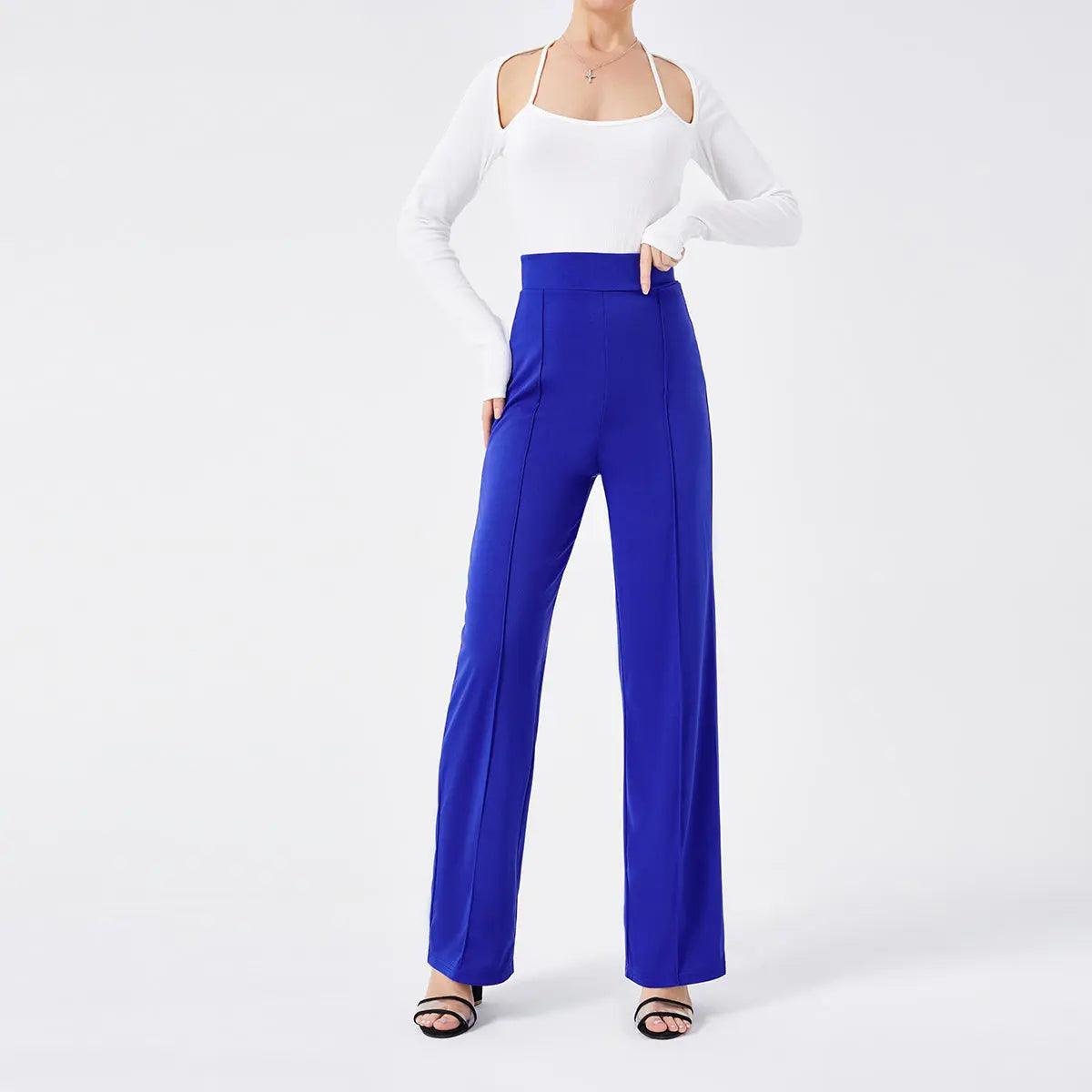 Solid Color Casual Pants Slim, High-waisted Bell Bottoms cj