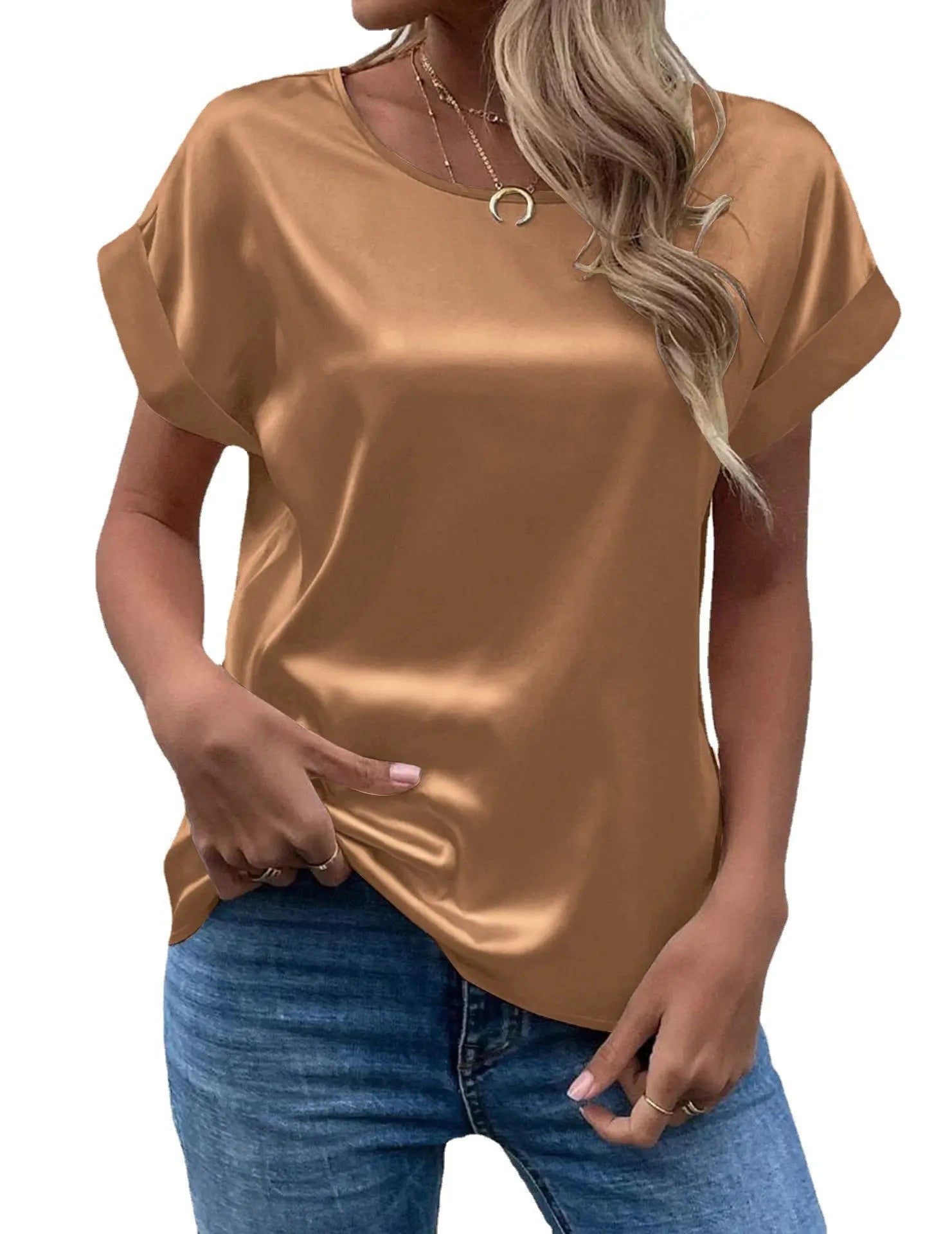 Solid Color Fashion Personalized Women's T-shirt cj