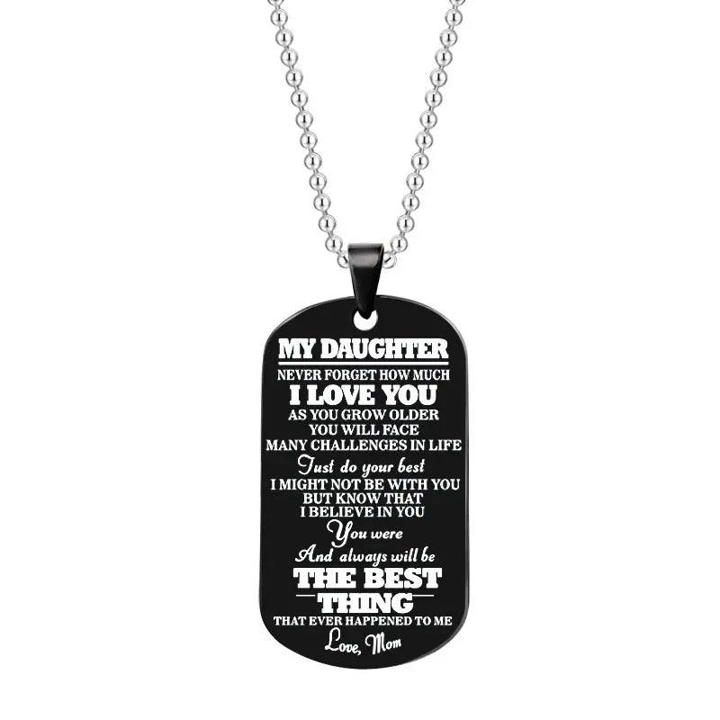 To My Daughter Son Black Silver Stainless Steel Dog Tags Necklace cj