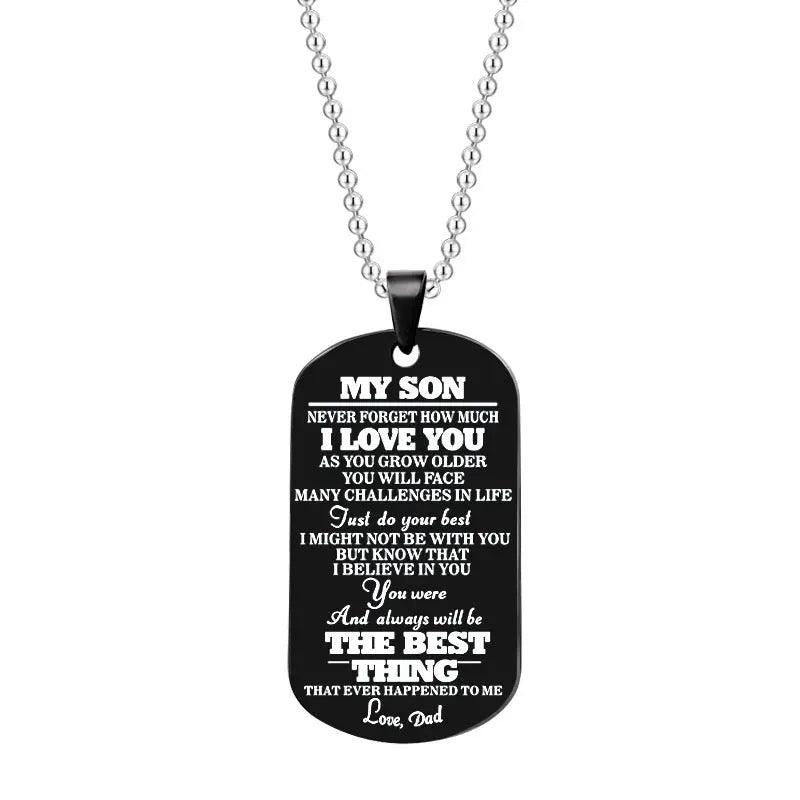 To My Daughter Son Black Silver Stainless Steel Dog Tags Necklace cj