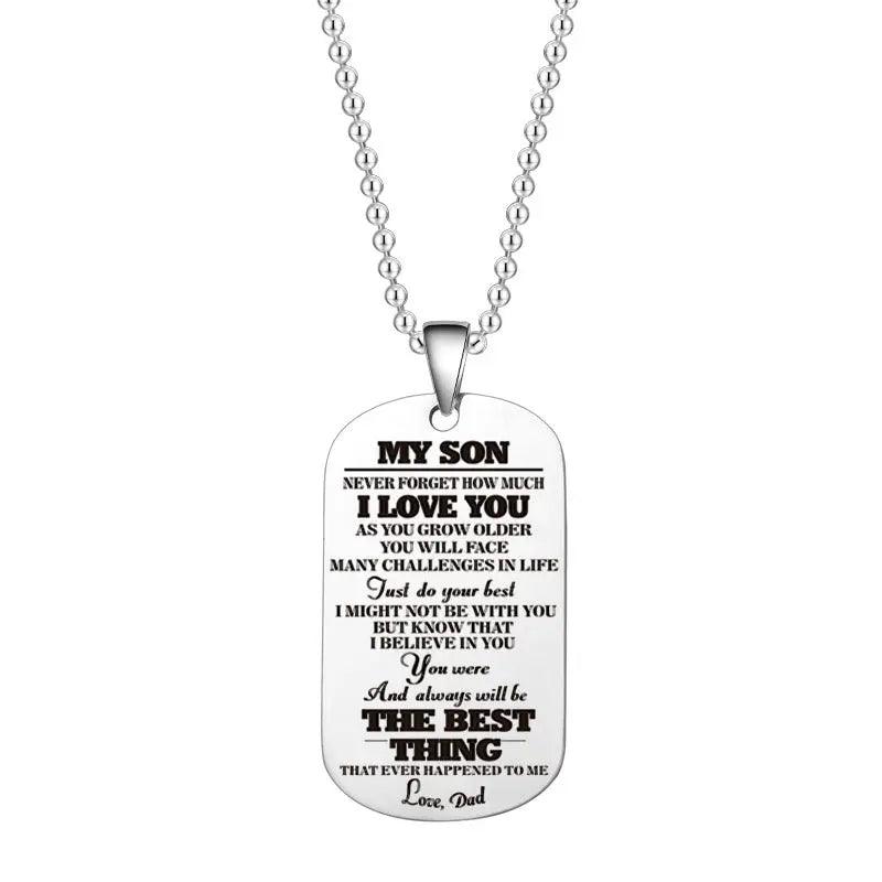 To My Daughter Son Black Silver Stainless Steel Dog Tags Necklace cj