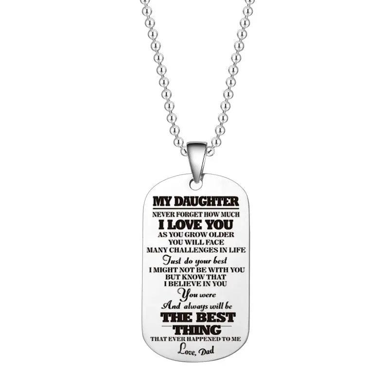 To My Daughter Son Black Silver Stainless Steel Dog Tags Necklace cj
