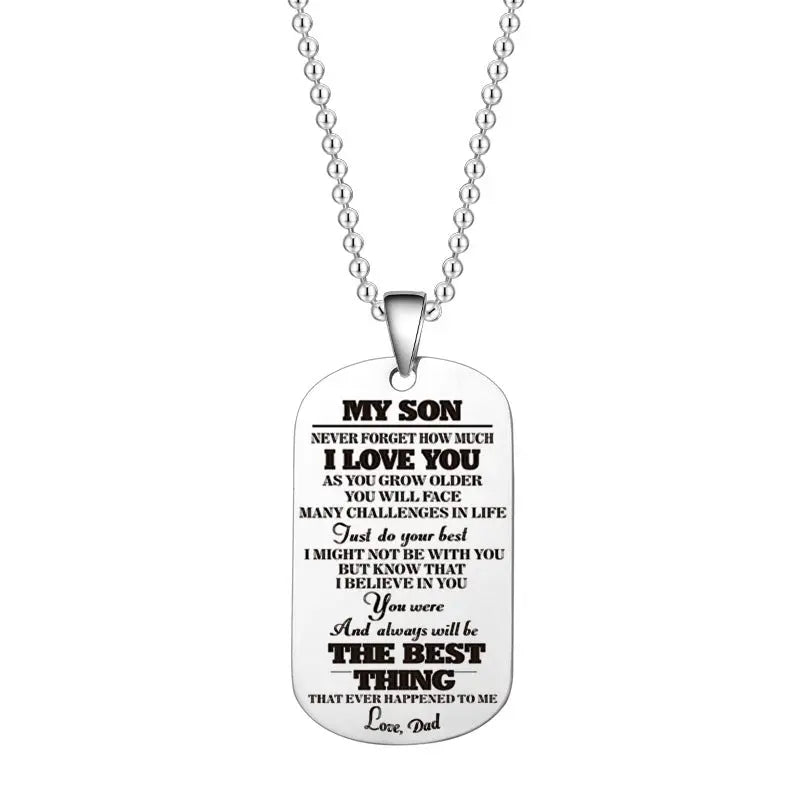 To My Daughter Son Black Silver Stainless Steel Dog Tags Necklace cj