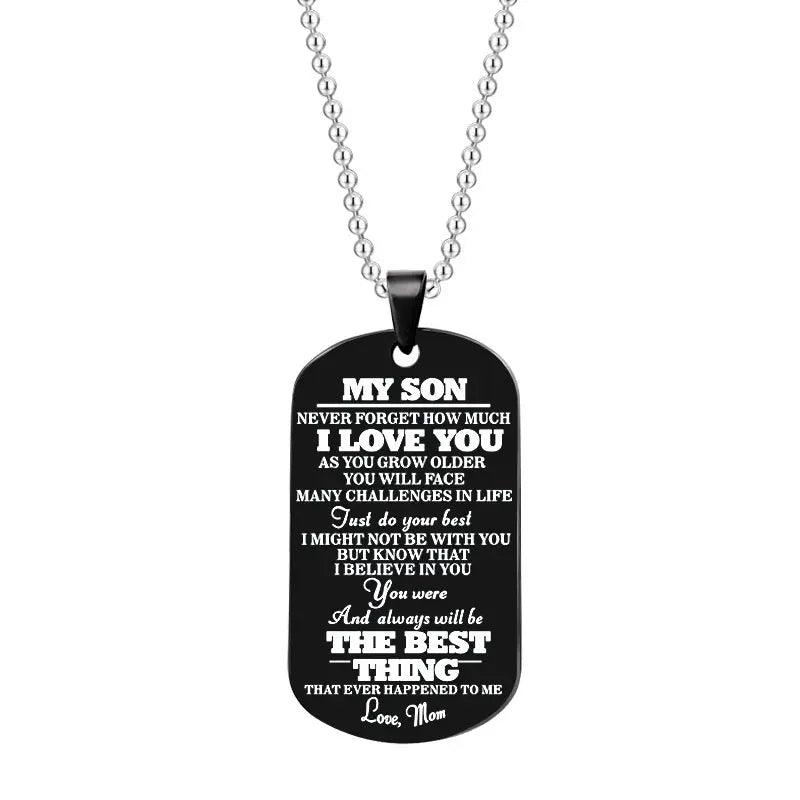 To My Daughter Son Black Silver Stainless Steel Dog Tags Necklace cj
