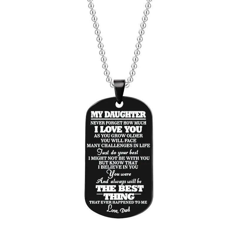 To My Daughter Son Black Silver Stainless Steel Dog Tags Necklace cj