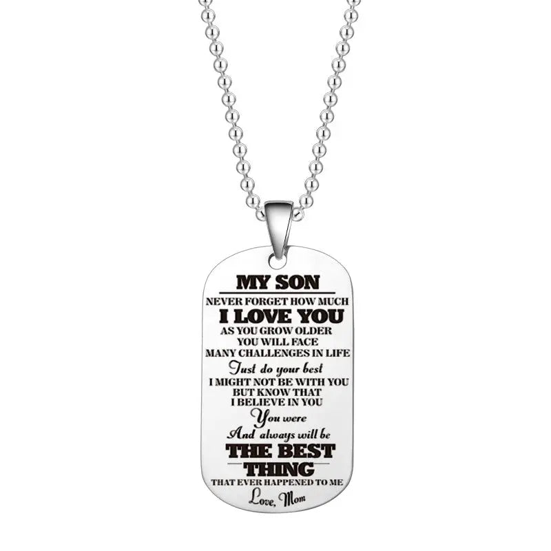 To My Daughter Son Black Silver Stainless Steel Dog Tags Necklace cj
