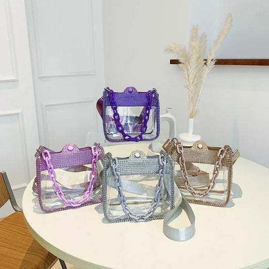 Transparent Chain Women's Portable PVC Shoulder Bag cj