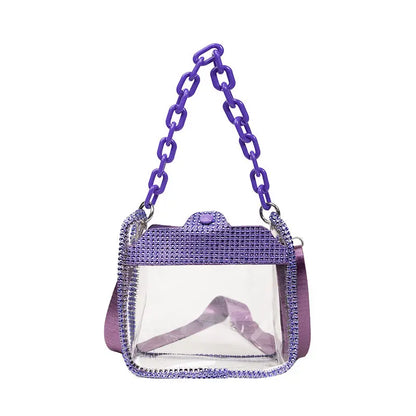 Transparent Chain Women's Portable PVC Shoulder Bag cj