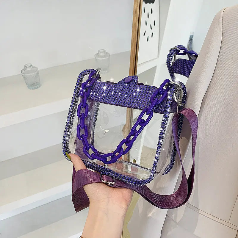 Transparent Chain Women's Portable PVC Shoulder Bag cj