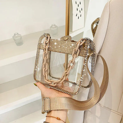 Transparent Chain Women's Portable PVC Shoulder Bag cj