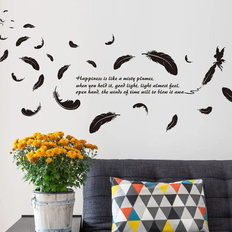 Wall Stickers Wallpaper Wholesale Feather Angel Three Generations Removable Bedroom Living Room Decoration Wall Stickers cj