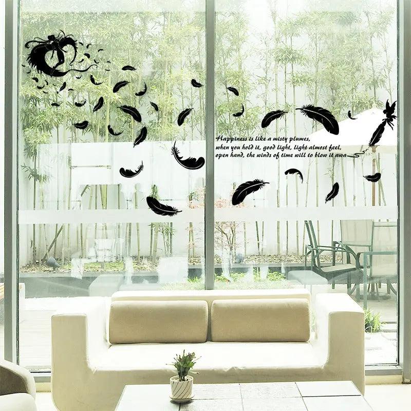 Wall Stickers Wallpaper Wholesale Feather Angel Three Generations Removable Bedroom Living Room Decoration Wall Stickers cj