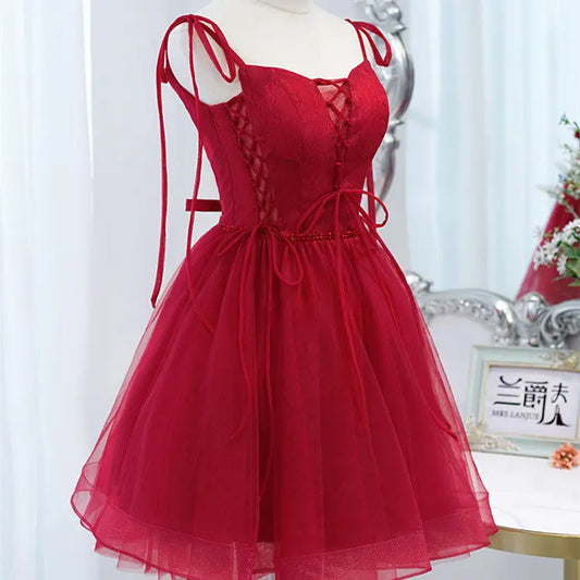 Wine Red Dress Slimming Annual Meeting Niche Light Luxury Wedding cj