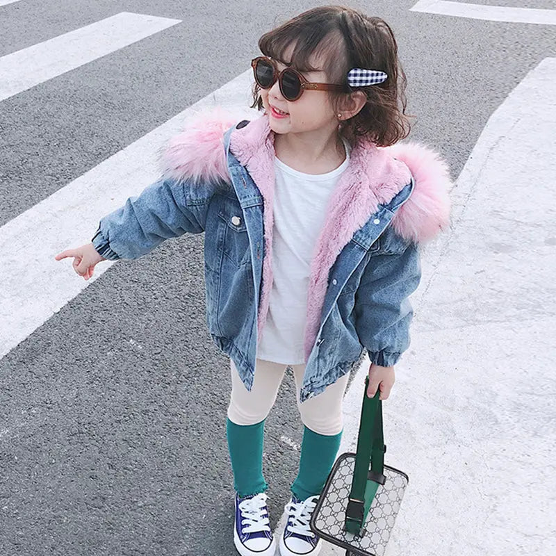 Winter plus girls denim jacket cj