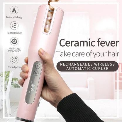 Wireless Automatic Curler USB  LCD Screen Ceramic Heating Anti-perm Curler cj